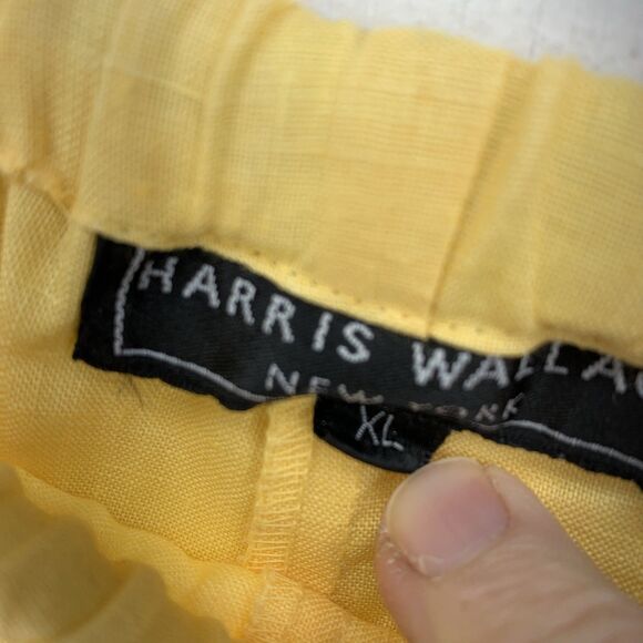 Harris Wallace Womens XL Linen Pants Spring Yellow Pull On Drawstring Beach NEW - Picture 6 of 8